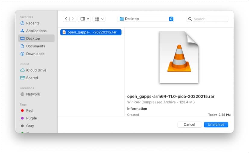 ouvrir un fichier RAR sur Mac à l'aide de la capture d'écran 2 de Unarchiver