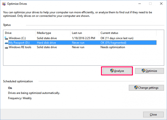 Analyser le disque dur