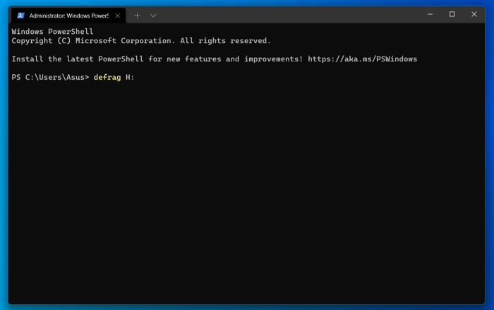 Défragmentation par le terminal Windows