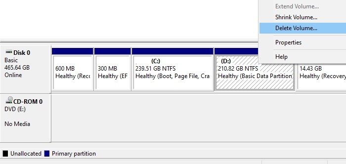 Win11 10 Uefi vers Bios Supprimer la partition de volume