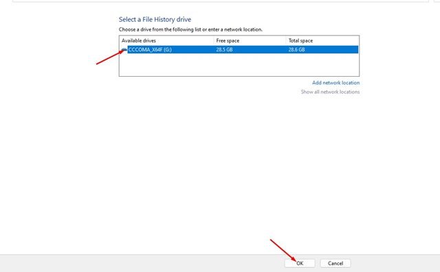 Sélectionnez votre disque externe