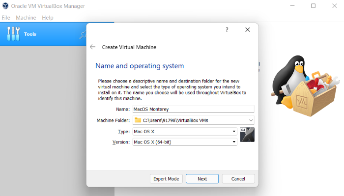 Système d'exploitation Macos Virtualbox