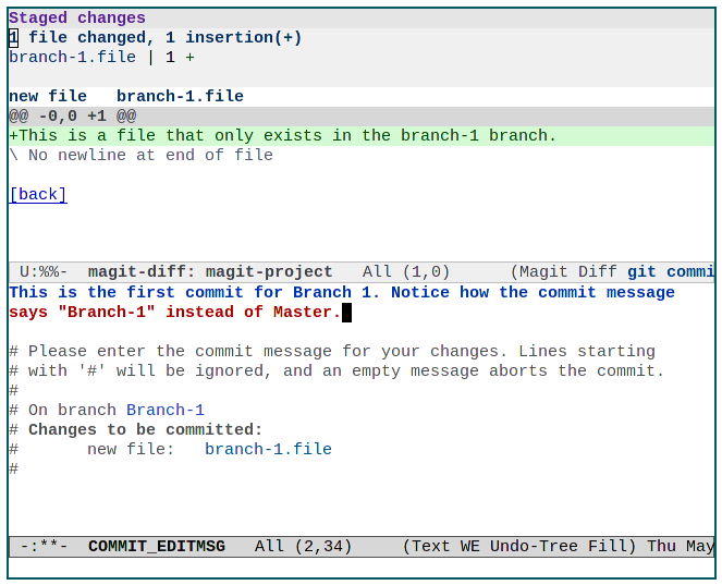 Emacs Magit 17 Nouveau commit de branche