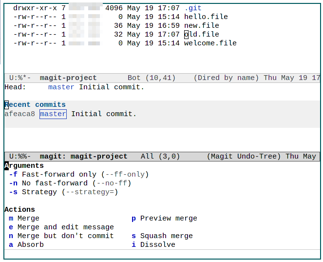 Fonctionnalité de fusion Git d'Emacs Magit 25