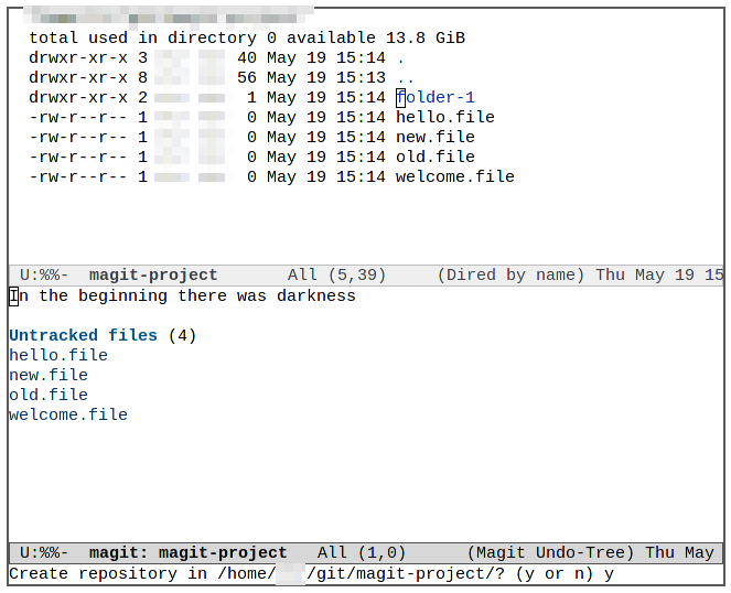 Emacs Magit 09 Nouveau référentiel Git vierge