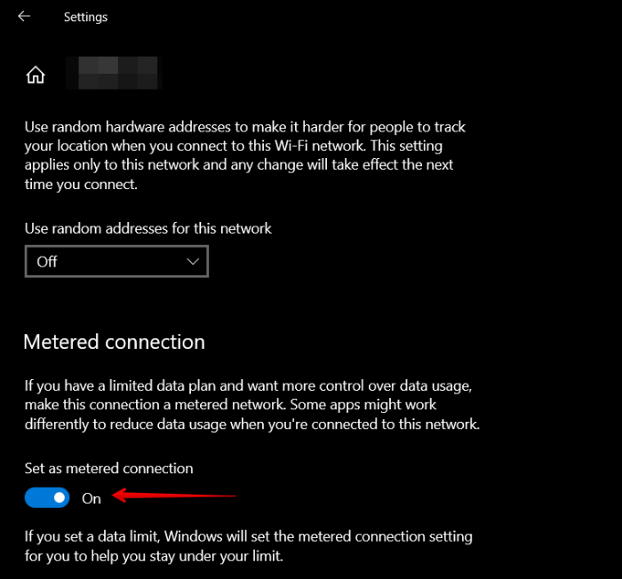 Définir comme connexion mesurée Windows 10