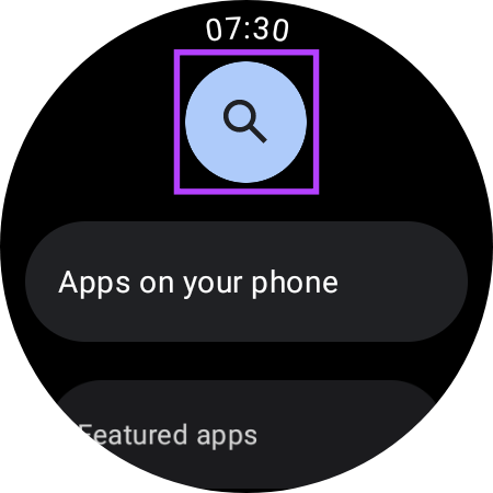 Icône de recherche dans Galaxy Watch