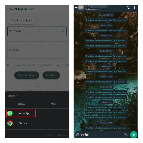 envoyer un message WhatsApp sans enregistrer le numéro de contact