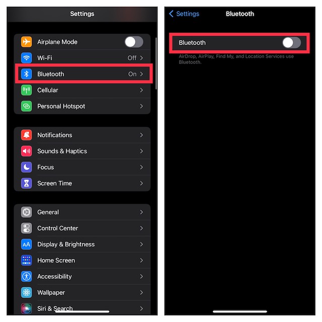 Désactiver Bluetooth sur iPhone et iPad