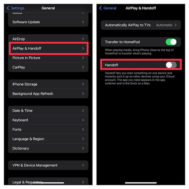 Désactiver Handoff sur iPhone et iPad