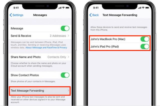 Désactiver le transfert de SMS sur iPhone