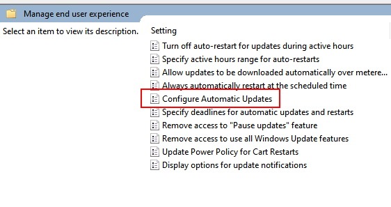 La stratégie de groupe configure les mises à jour automatiques