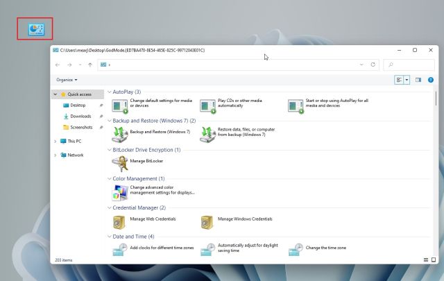 Créer un raccourci pour le Panneau de configuration dans Windows 11