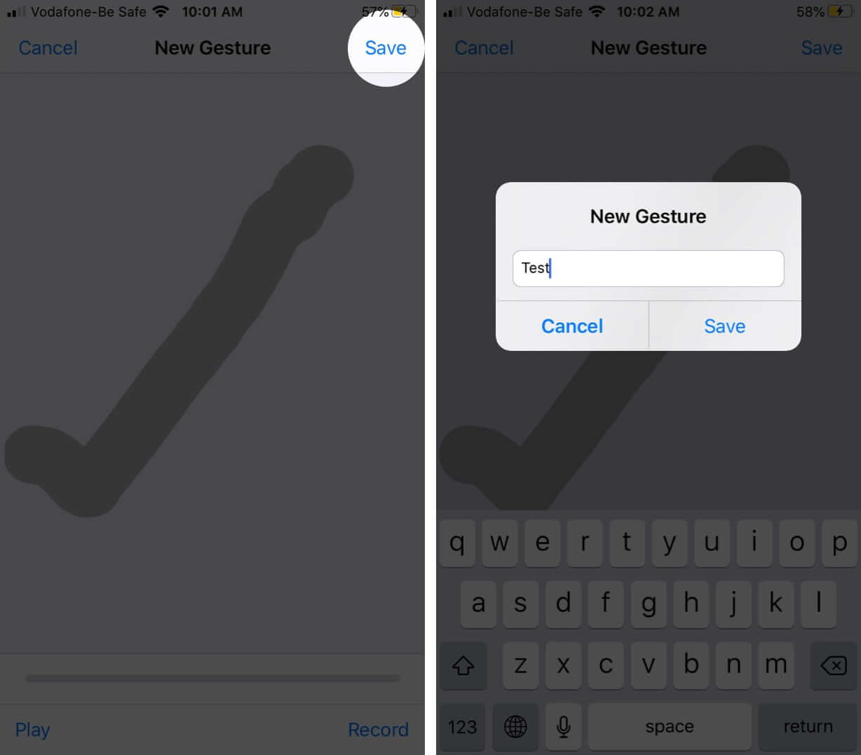 Créer de nouveaux gestes AssistiveTouch sur iPhone