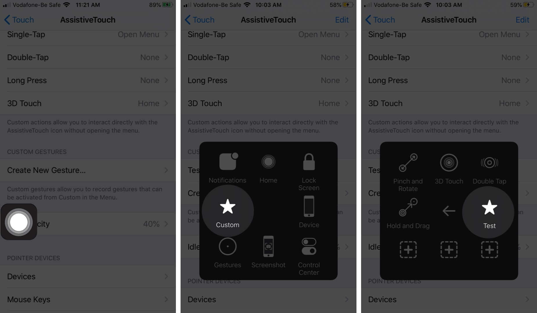 Utiliser le geste personnalisé AssistiveTouch sur iPhone