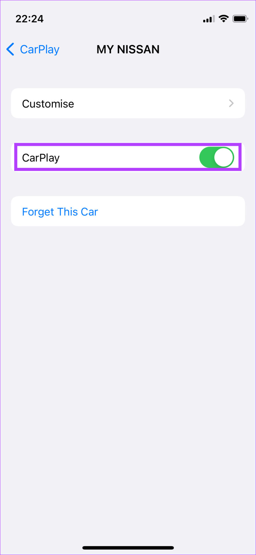 Activer la bascule CarPlay