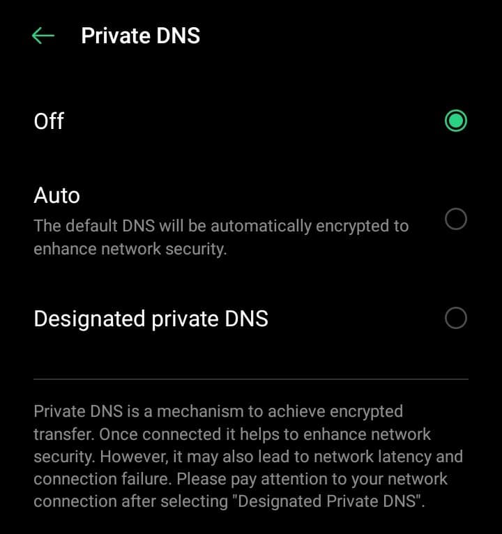 Paramètres DNS privés Android