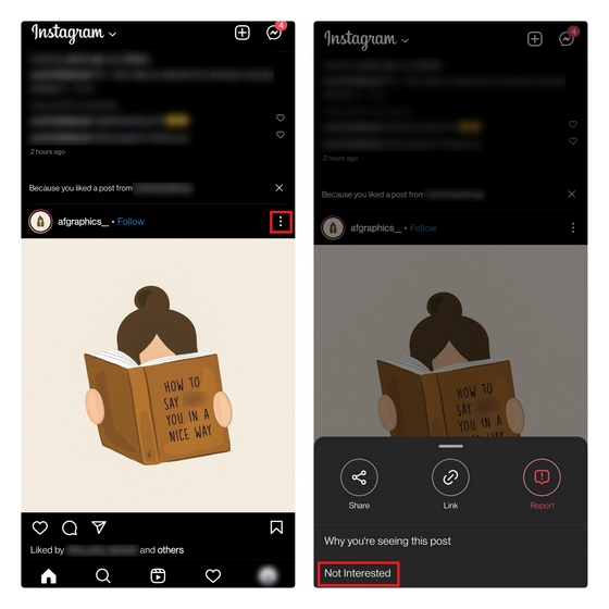 pas intéressé par la publication instagram