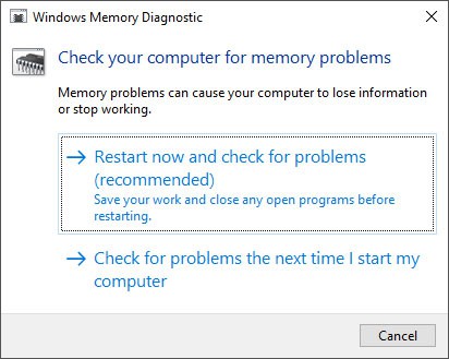 diagnostique de la mémoire de Windows