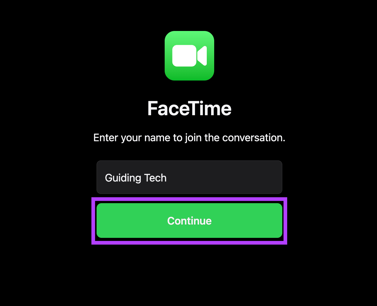 Entrez l'appel facetime