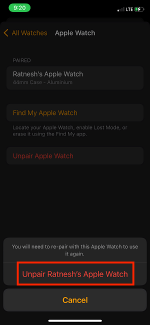 Apple Watch ne déverrouille pas la confirmation de dissociation de Mac Apple Watch