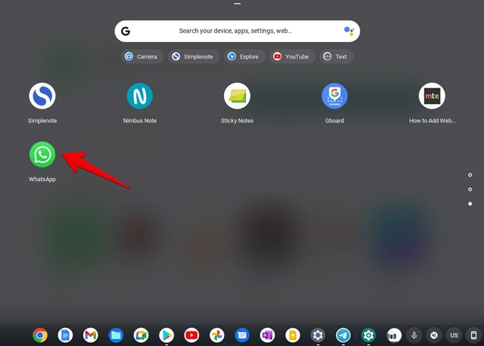 Chromebook Whatsapp ouvert