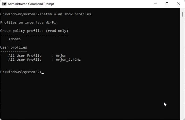 Trouver le mot de passe Wi-Fi dans Windows 11 avec l'invite de commande (CMD) ou PowerShell