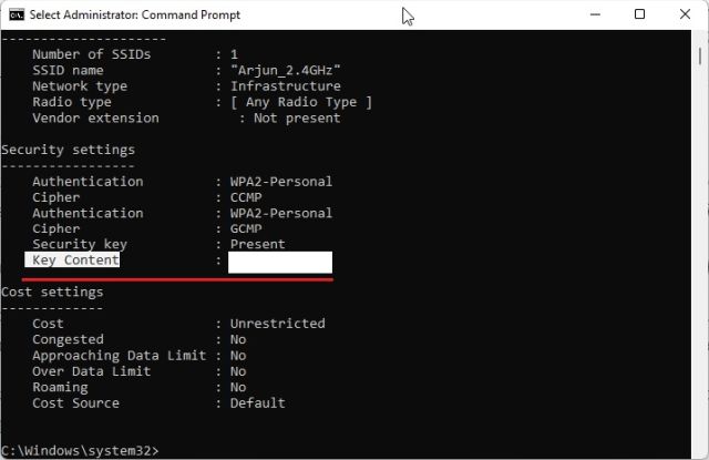 Trouver le mot de passe Wi-Fi dans Windows 11 avec l'invite de commande (CMD) ou PowerShell