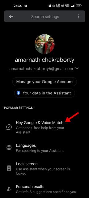 Hey Google et Voice Match