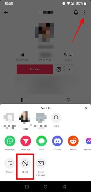 Vues du profil Tiktok bloquées