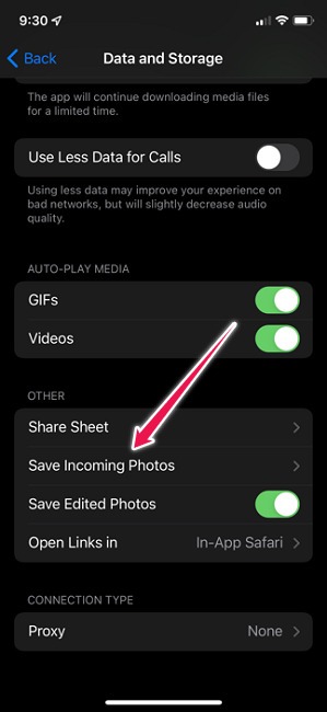 Correction du télégramme qui n'enregistre pas les photos Ios Enregistrer les photos entrantes