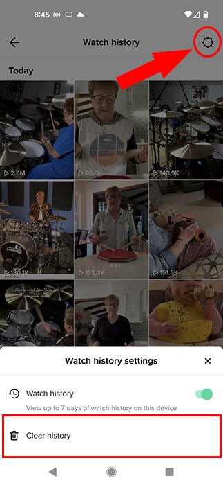Effacer l'historique de la montre Tiktok