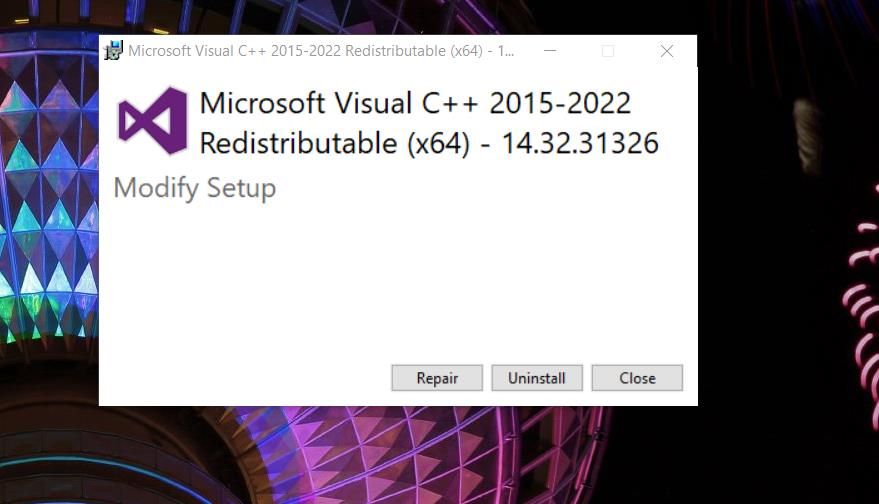 Le programme d'installation de Microsoft Visual C++ 2015-2022