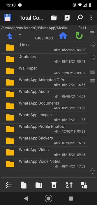 Comment enregistrer le statut Whatsapp Android Total Commander 2