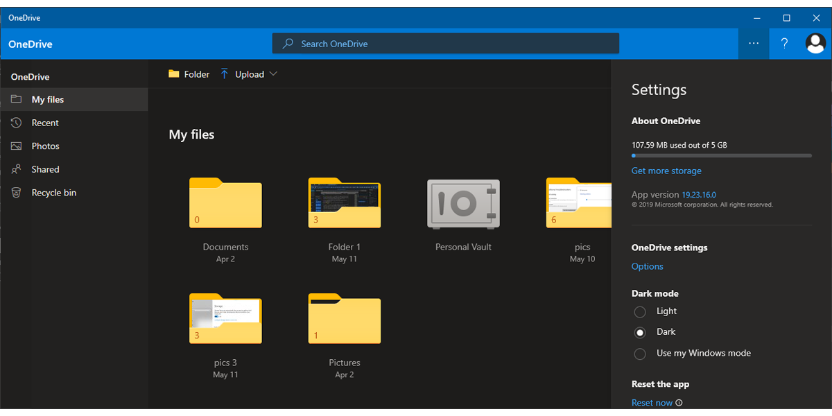 OneDrive dans Windows 10