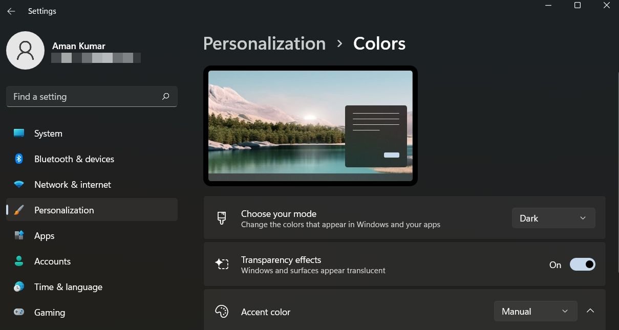 Paramètres de personnalisation de Windows 11 