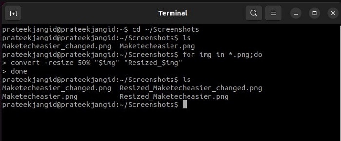 Commandes pour redimensionner les images en bloc