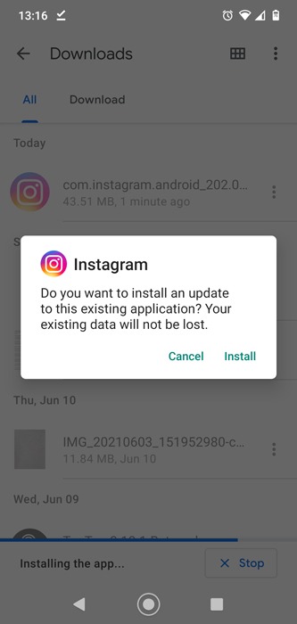 Instagram ne fonctionne pas avec l'ancienne version