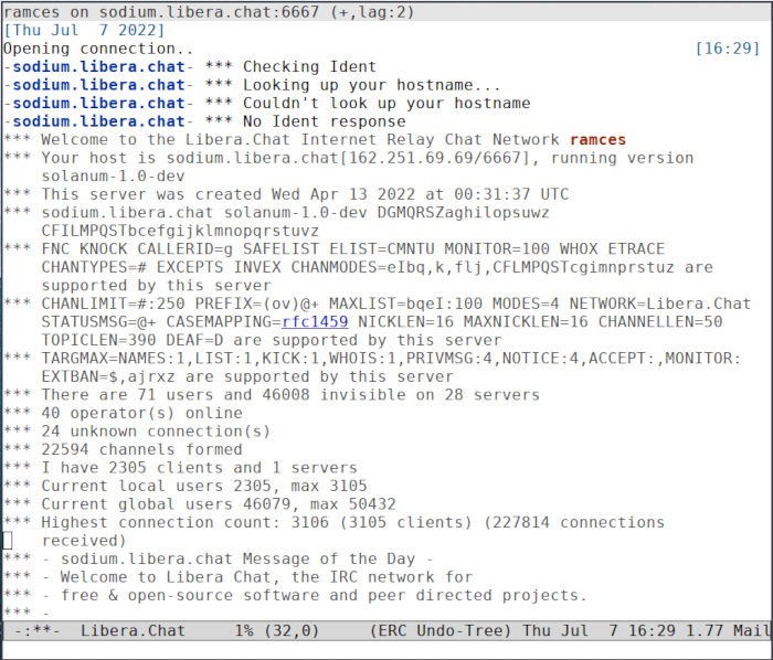 Emacs IRC 06 Exemple de session Erc