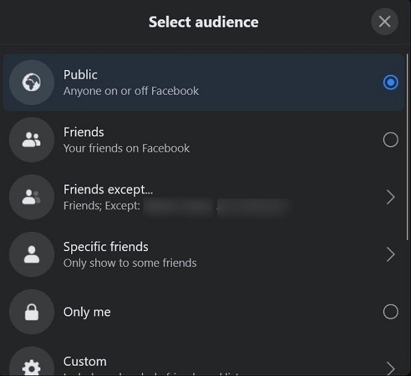 Masquer la disponibilité des options de votre liste d'amis Facebook