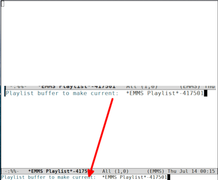 Emacs Music 17 Basculer la liste de lecture actuelle vers la nouvelle