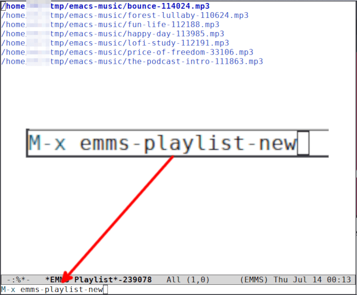 Emacs Music 16 Nouvelle liste de lecture