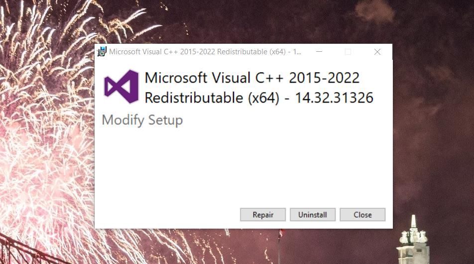 La fenêtre Visual C++ 2015-2022