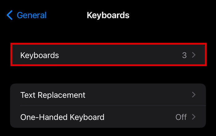 Option claviers pour voir une liste de plus de claviers, y compris les claviers Emoji