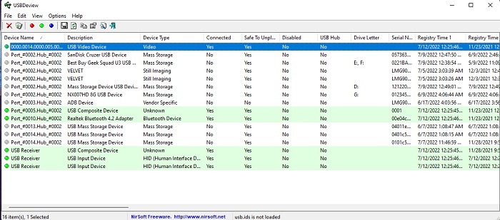 Empêchez votre PC de faire des bruits USB aléatoires Usbdevview