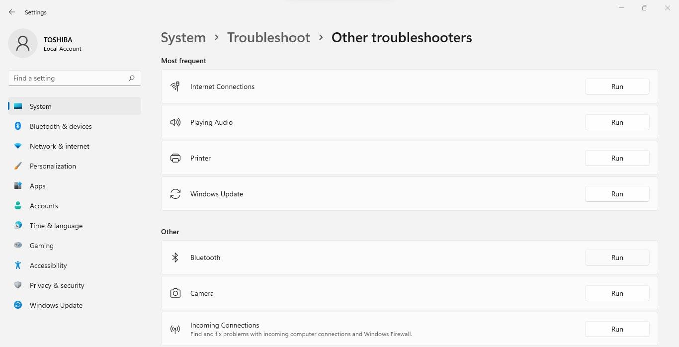 Exécution de l'outil de dépannage Bluetooth pour détecter automatiquement les problèmes dans Windows 11