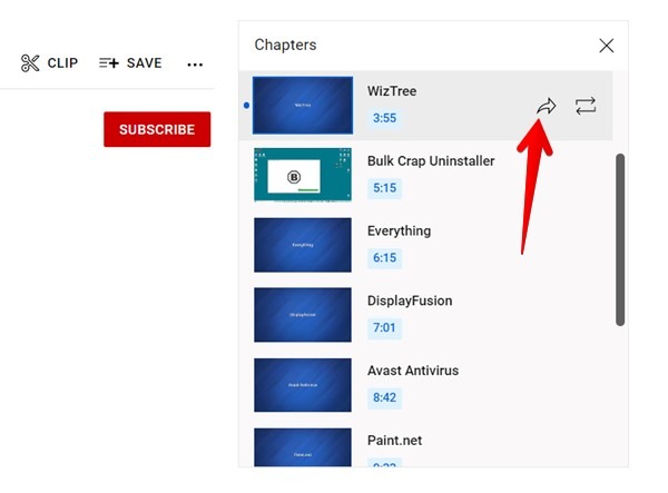 Partage de chapitre Youtube