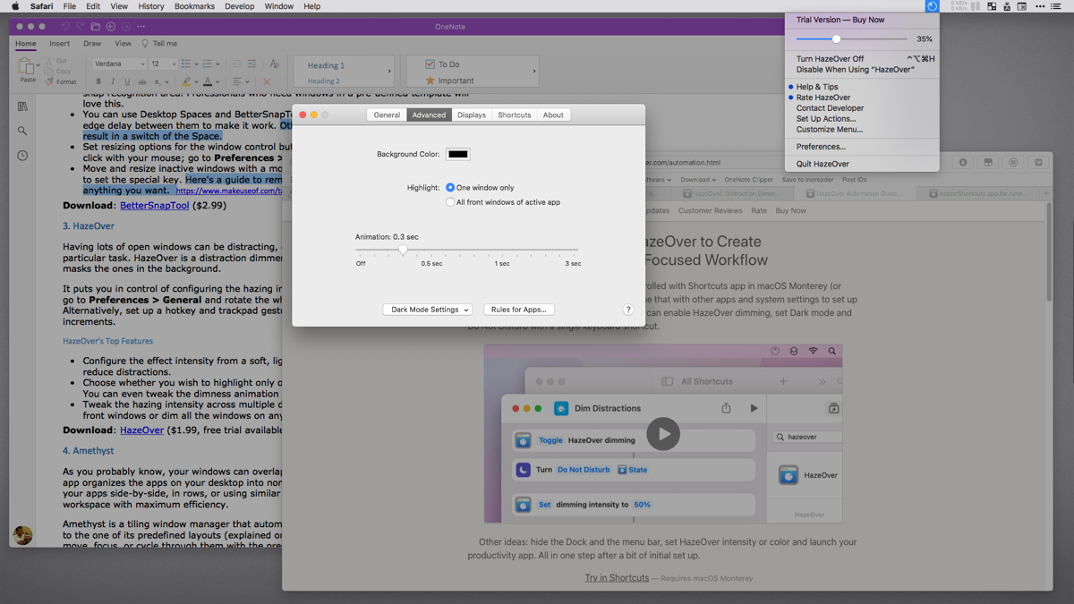 outil de gradateur de distraction hazeover pour Mac