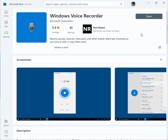 Enregistrer de l'audio dans Windows 11 avec l'application Native Voice Recorder