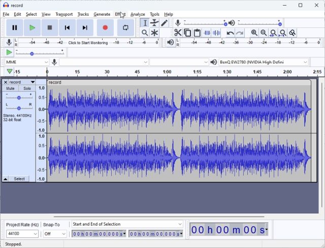 Enregistrer de l'audio dans Windows 11 avec Audacity